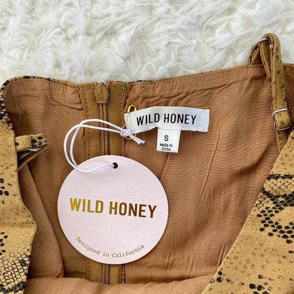 Wild Honey Snakeskin Print Mini Dress Adjustable Straps Cotton Blend Size Small - Picture 3 of 8